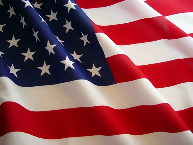 Close up of the American flag blowing in the wind