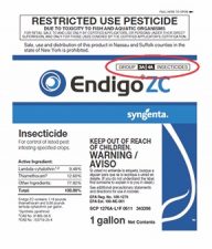 An example of a label for an insecticide with the group number circled in red.