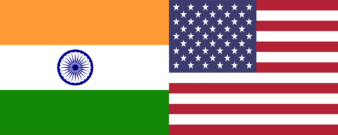 The Indian and U.S. flags side by side.