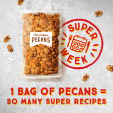 A promotional image from the APC that shows a bag of pecans and the Superweek logo in red. It reads: "1 bag of pecans = so many super recipes."