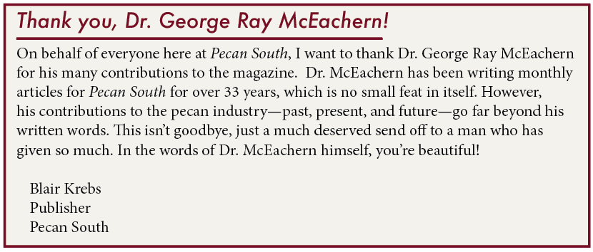 A thank you note to George Ray from Blair Krebs, the Pecan South publisher.