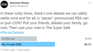 Twitter poll from APC's Super Safe Pecan Debate
