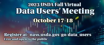Banner for USDA's Data Users' Meeting on Oct. 17-18, 2023.
