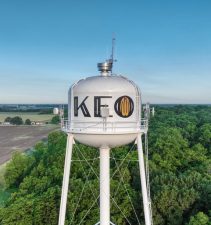 Photo courtesy of ProvisionUS, featuring the newly painted Keo Water Tower with our signature pecan-in-the-O logo.