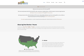 The Pecan Ag Pest Monitor Website, a relaunch of the original Pecan ipmPIPE. (Graphic provided by Kyle Slusher)