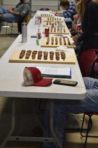Attendees make their pecan variety identification boards.